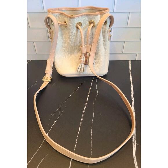 Dooney & Bourke Adjustable Mini Crossbody Bucket Bag Cream Pebbled Leather USA - Picture 8 of 16